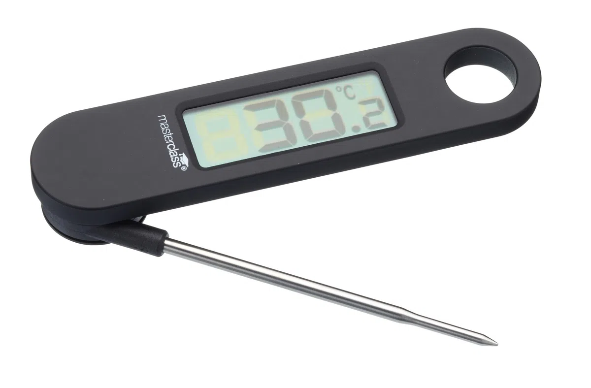 MasterClass Termometro digitale per carne con sonda pieghevole, nero