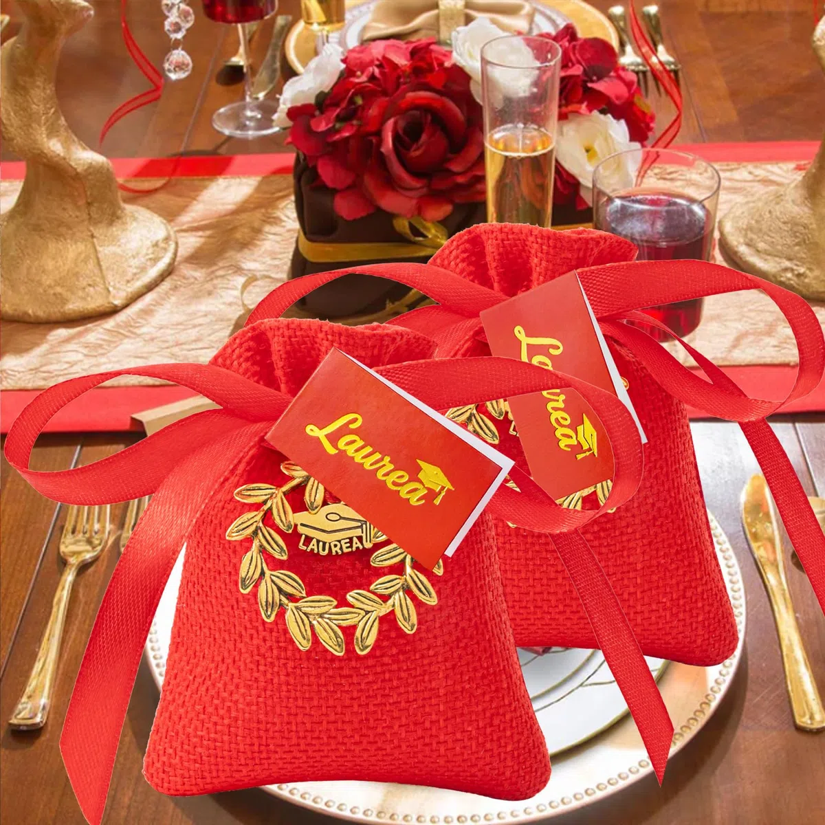 Sonekin 30pz Set Completo Sacchetti Laurea, Bomboniere Laurea (Oro 30pz) | Facile da Assemblare, Ben Fatto, Facile da Chiudere, Pensato per Cerimonie di Laurea, Molto Carino, Bomboniere Perfette