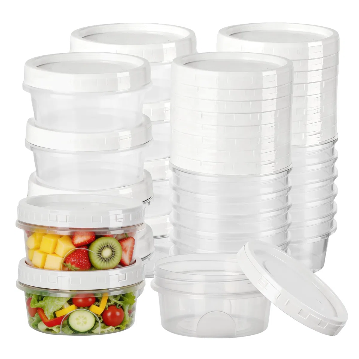 VINATO 18 Pcs Contenitori per Alimenti, 300ML Contenitori per Freezer Contenitore Ermetico per Alimenti Barattolini Plastica Piccoli con Tappo, Lavabili in Lavastoviglie, Adatti a Microonde e Freezer