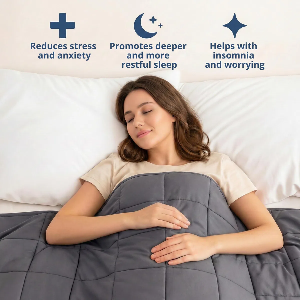 Vonia Coperta Ponderata Per Adulti - 7 Kg, Grande Copriletto In Cotone 150X200 Cm Per Alleviare L'Ansia | Coperte Doppie Pesanti Per Letto E Divano - Grigio