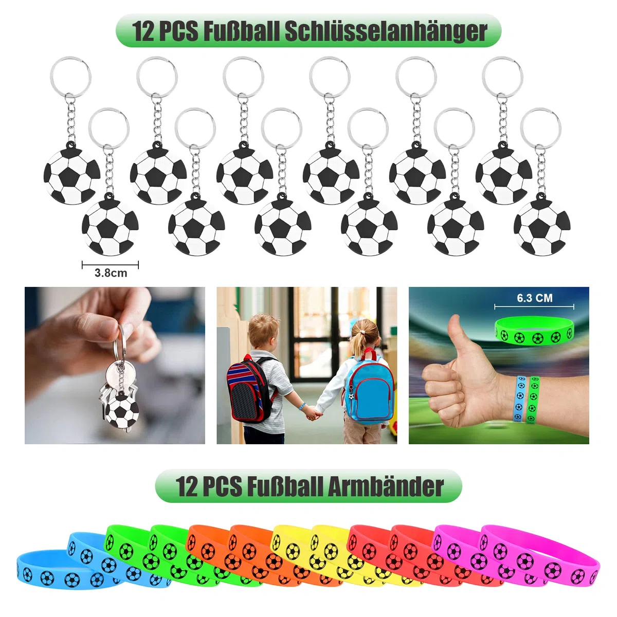 GOLDGE 87 pezzi di bomboniere per bambini con pallone da calcio, accessori decorativi per compleanno, con fischietto, portachiavi, adesivi, sacchetti per caramelle, medaglie, calcio, give-aways, per