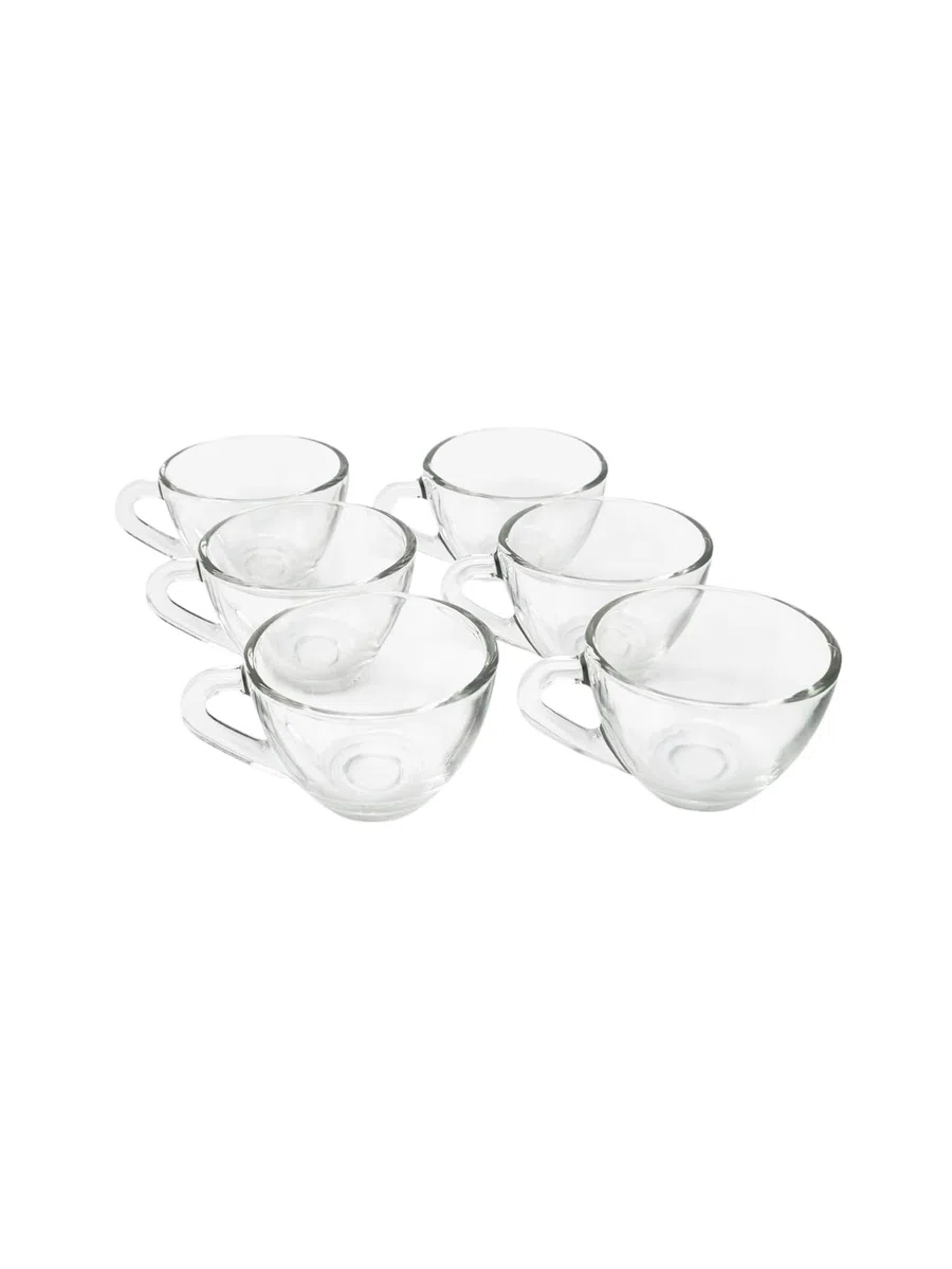 Set 6 Tazzine da Caffè in Vetro Trasparente Forma Bassa 70ml Lavabili