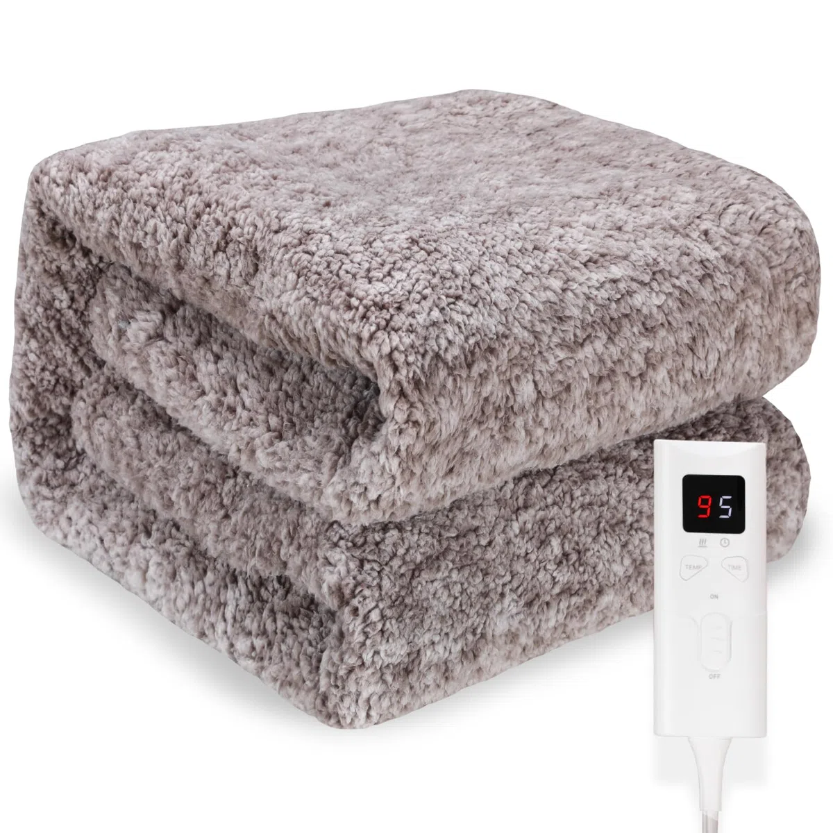 TLGREEN Coperta Elettrica 180x130cm, Morbida Pile Riscaldabile, Spegnimento Automatico, Protezione da Surriscaldamento, 9 livelli di Temperatura, Timer, Lavabile, Termocoperta (Grigio Marrone)