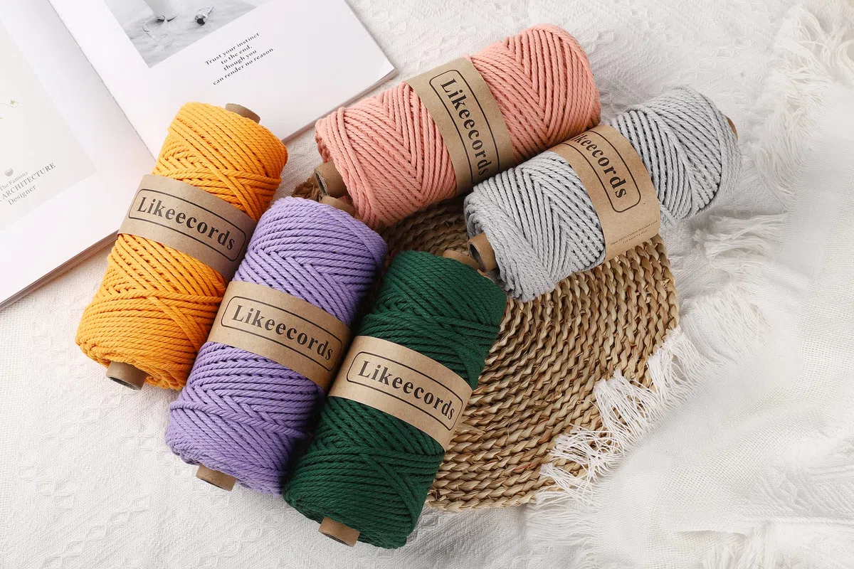 Likeecords macrame corda 4mm x 100m,filo macrame,cotone macrame,filo di cotone per borse all uncinetto per Appendiabiti per Fiori, Home Decor (farina di carne)