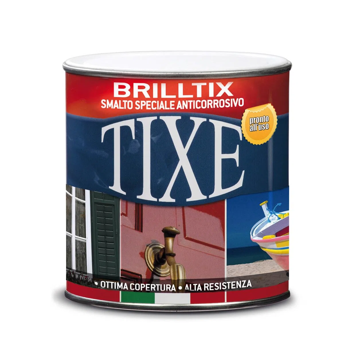 TIXE Smalto a Solvente Brilltix | Vernice a Solvente con Finitura Lucida e Brillante, Uniforme e Compatta, Alta Resistenza | 500 ml | Nero Lucido | Made in Italy (104.513)