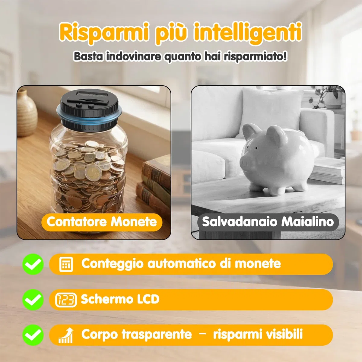 Pup Go Salvadanaio Elettronico Digitale Trasparente con Display LCD, Grande Capacità da 1.8L Euro Contasoldi, Contamonete Apribile per Bambini e Ragazze, Gigante Contatore Monete Automatico per Adulti