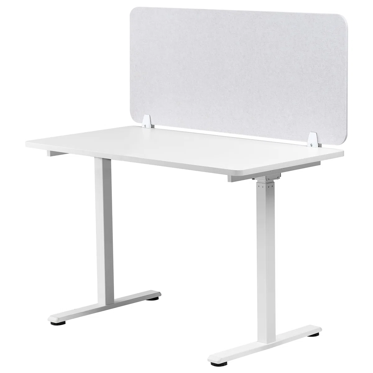 Beliani Divisorio da scrivania Pet Pannello Acustico Tessuto fonoassorbente 120 x 50 cm Bianco Sporco