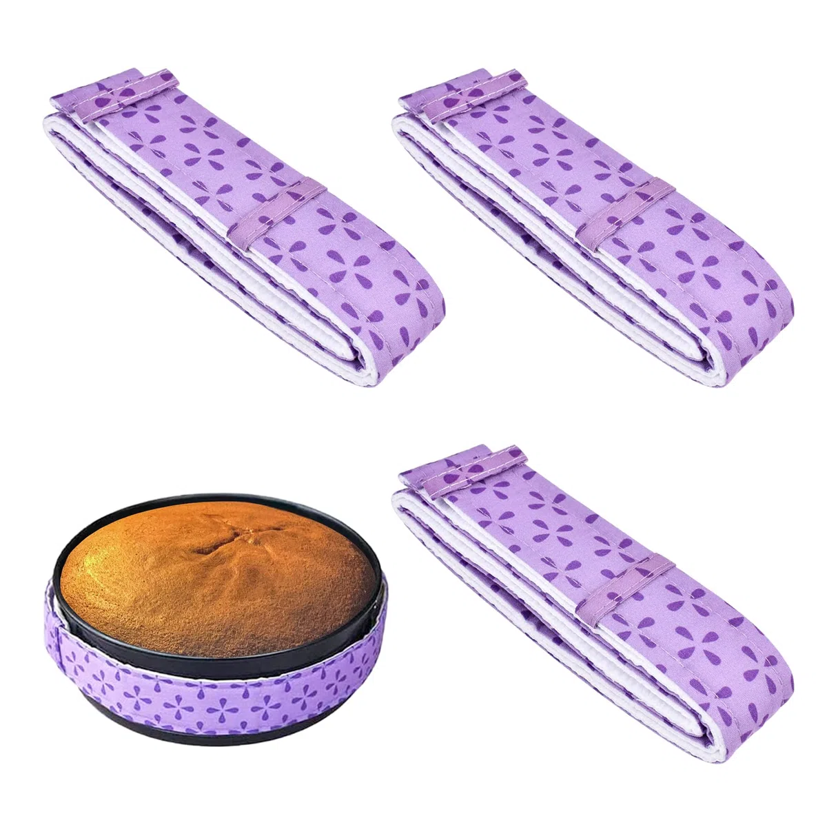 Strisce per Torte, 3 Pezzi Strisce di Torta, Strisce per Tortiera Cuocere Teglia Regolabile, Bake Even Strip Super Assorbente, Strisce Uniformi Cottura Cuocere Strisce Protettive per Cucinare