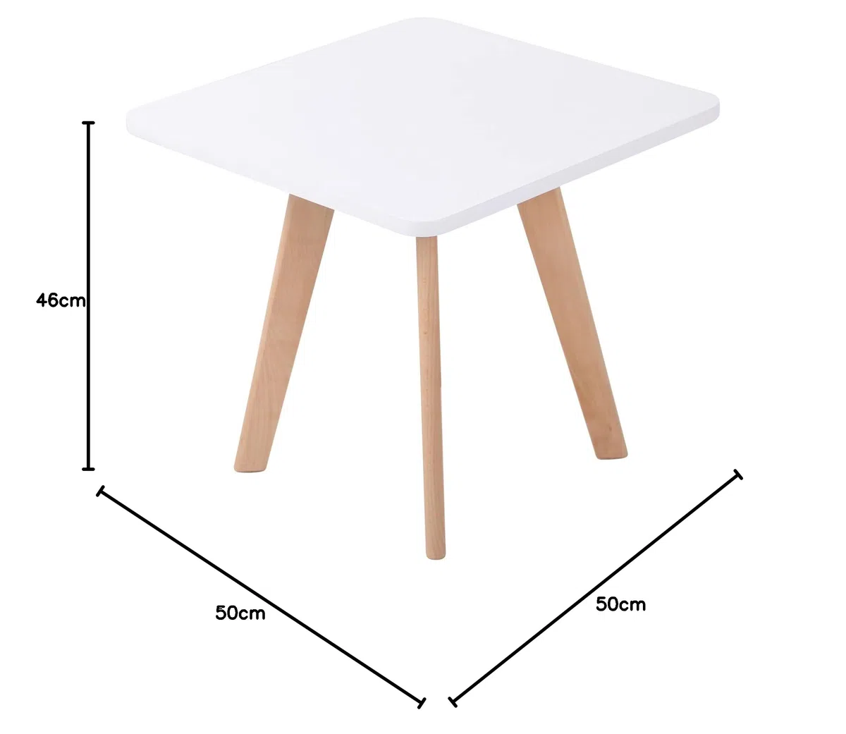 CLP Tavolino Quadrato Almeria Look Scandinavo I Gambe in Legno di Faggio I Tavolo da Divano, Colore:Bianco, Colore del Telaio:Natura (Quadrato)