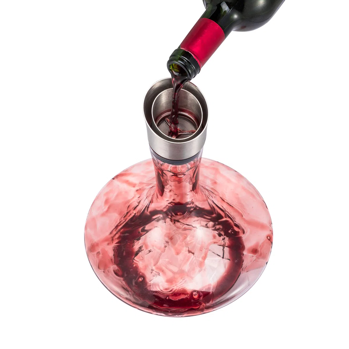 Decanter per Vino, vino decanter Iceberg con Filtro Aeratore, Base per Asciugatura e Perline Pulizia, Caraffa per Vino Rosso in Cristallo Soffiato a Mano al 100% Senza Piombo (1400ml)
