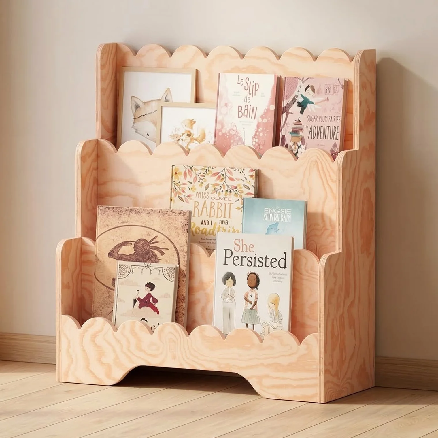 smartwood Libreria Montessoriana per Bambini - Scaffale per Cameretta con 3 Scomparti di Pino Certificato FSC per Libri e Giocattoli 64x31,5x71 cm - Struttura Stabile e Montaggio Facile - LULU