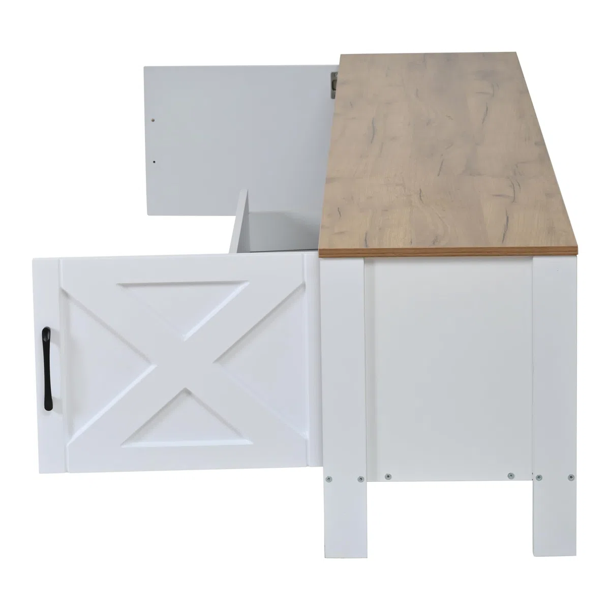 Set da parete per TV da 180 x 40 x 50 cm (set completo, 2 pezzi), supporto per TV + vetrina sospesa, set da parete multimediale, con 4 armadi e 1 cassetto, set per TV fino a 80", bianco