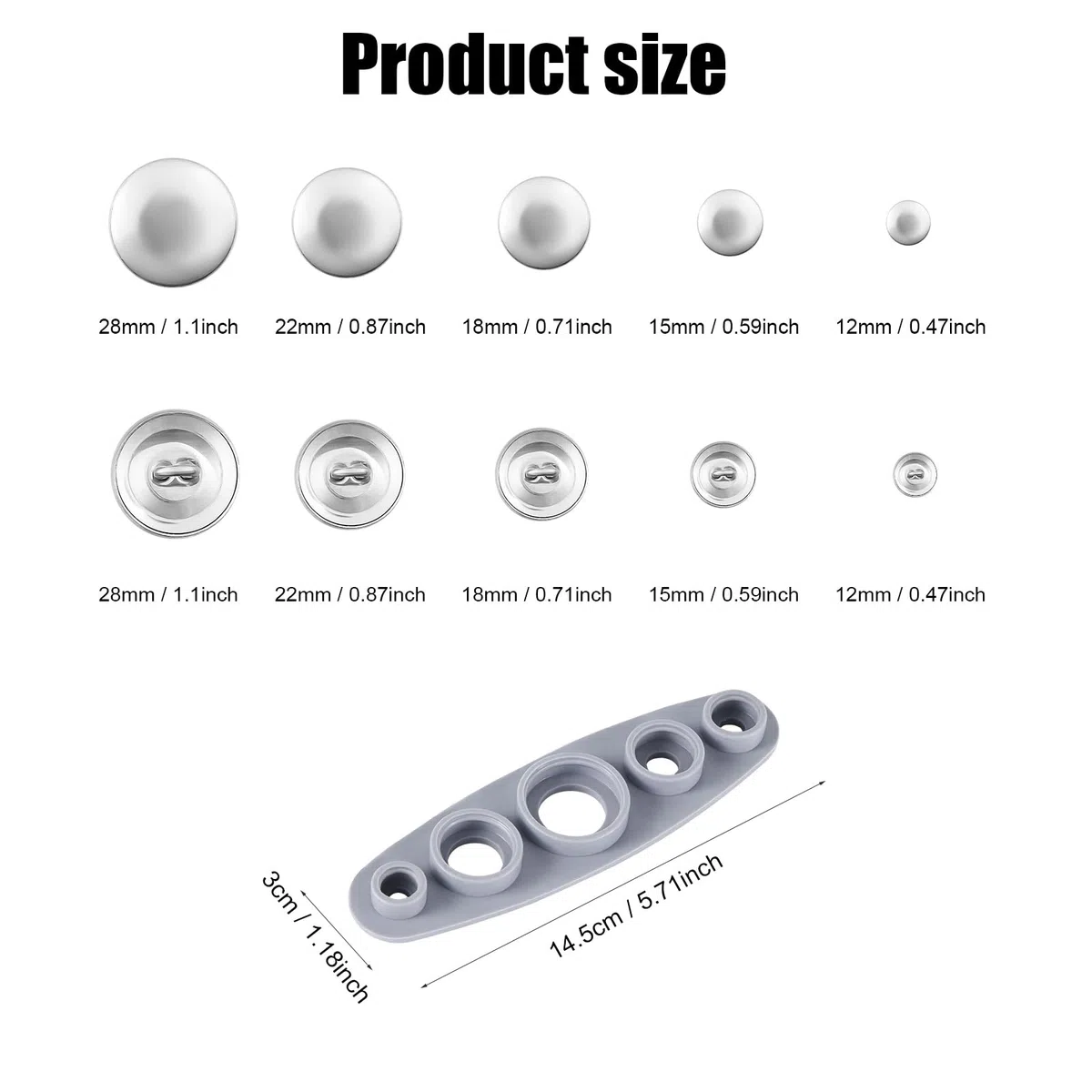 100pz Copribottoni, Kit Copribottoni con Strumento Bottoni in Tessuto Fai Da Te in 5 Dimensioni Kit Bottoni Rivestiti in Tessuto per Creare i Tuoi Bottoni per Gli Amanti del Fai Da Te Artigianale