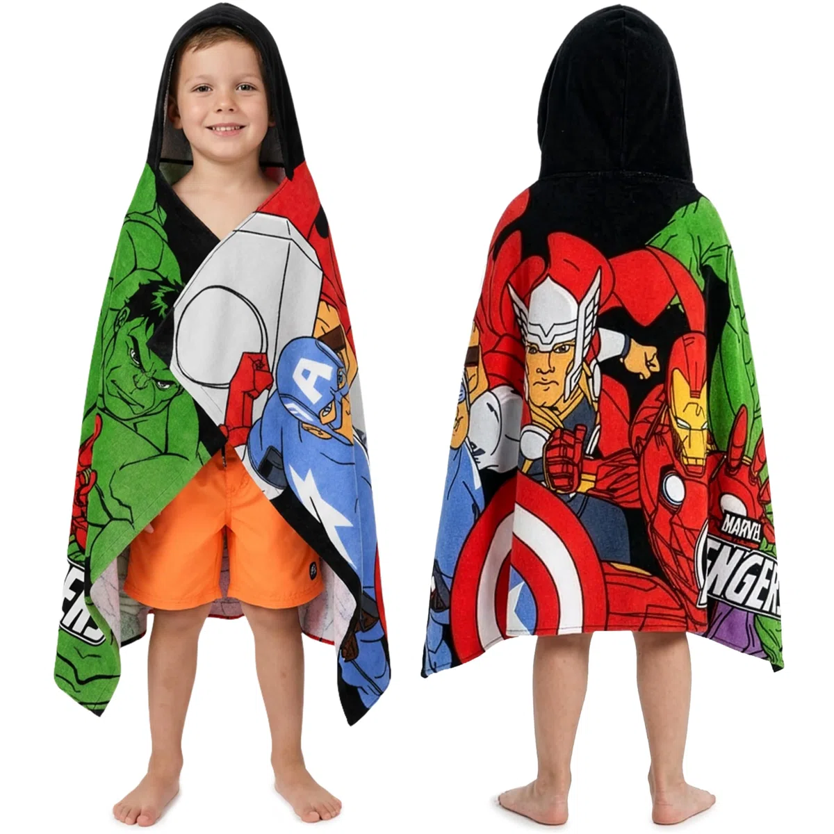 Get Trend Marvel Avengers Asciugamani Bagno Bambini in Cotone, Accappatoio Bambino Poncho Mare, Asciugamano Bagno e Piscina Morbido Assorbente, Idea Regalo Bambino (Multi Avengers)
