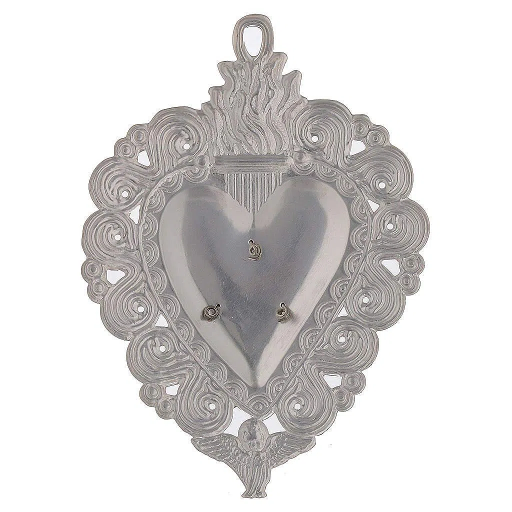 Holyart Cuore votivo Ave Maria 9.5x7.5 cm, Argento