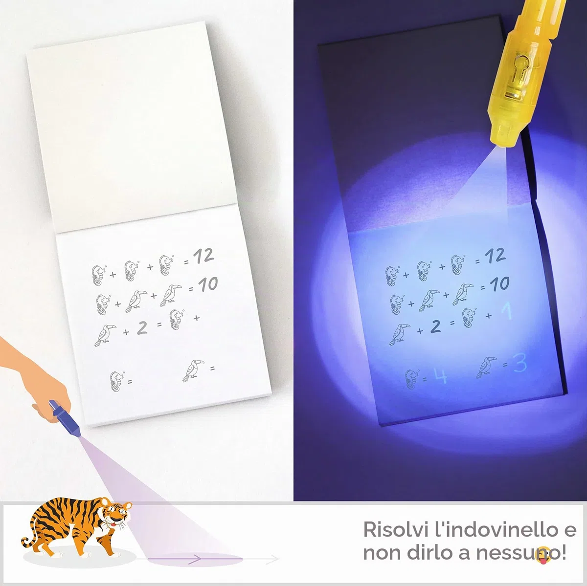 BONNYCO Penna Invisibile e Taccuino, 16 Pezzi Animali Giungla Gadget Compleanno Bambini. Regalini Fine Festa Compleanno Bambino, Regalino Fine Festa Pignatta. Penne Magiche, Gadget Bambini Animali