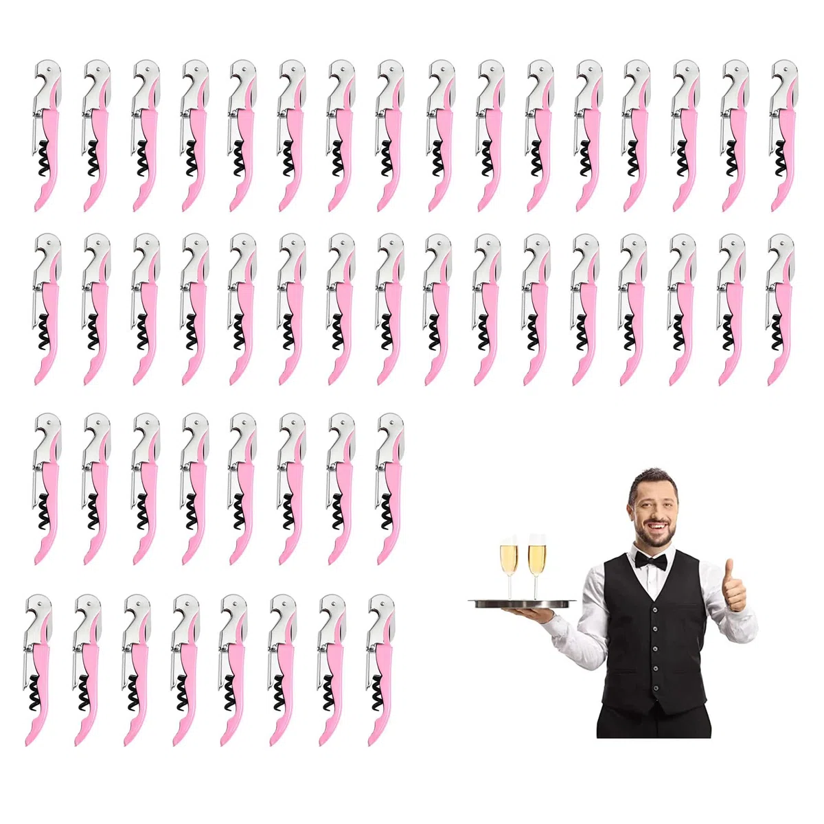 Tire Cap Sommelier,Limonadier Professional Server, Coltelli in acciaio inossidabile con decapsulatore e tagliacapsule (12, colore rosa)