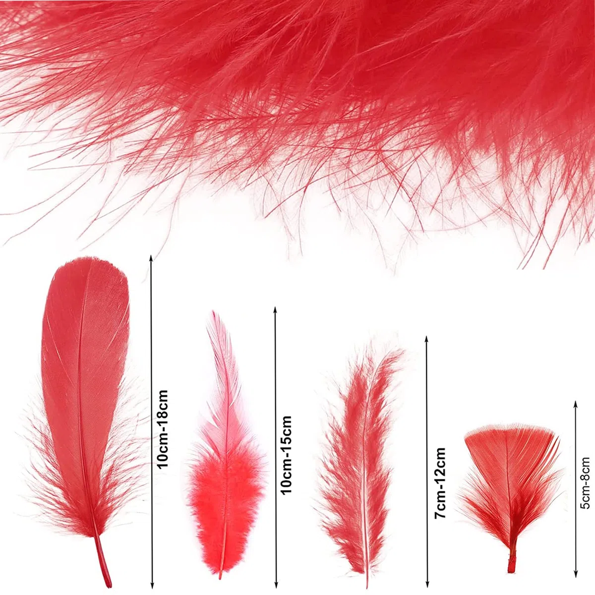 MWOOT 400 Pezzi Piume Naturali Decorative, 7-15CM Piume Rosso per DIY Cacciatore di Sogni Pasqua Ghirlanda di Natale Carnevale Nozze Decorazione, Crafts DIY Feather