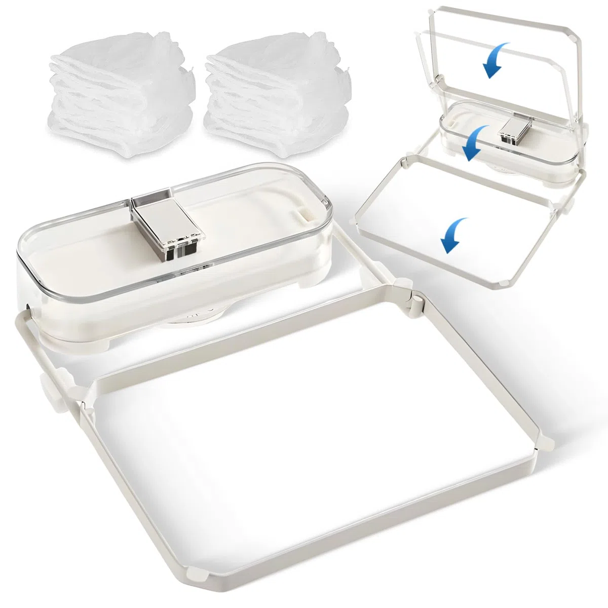 Colino per lavello in ferro scolapasta rimovibile assorbente per la cucina con 50 sacchetti filtranti lavandino scolapasta cucina per filtrare verdure frutta rifiuti cucina (bianco argento)