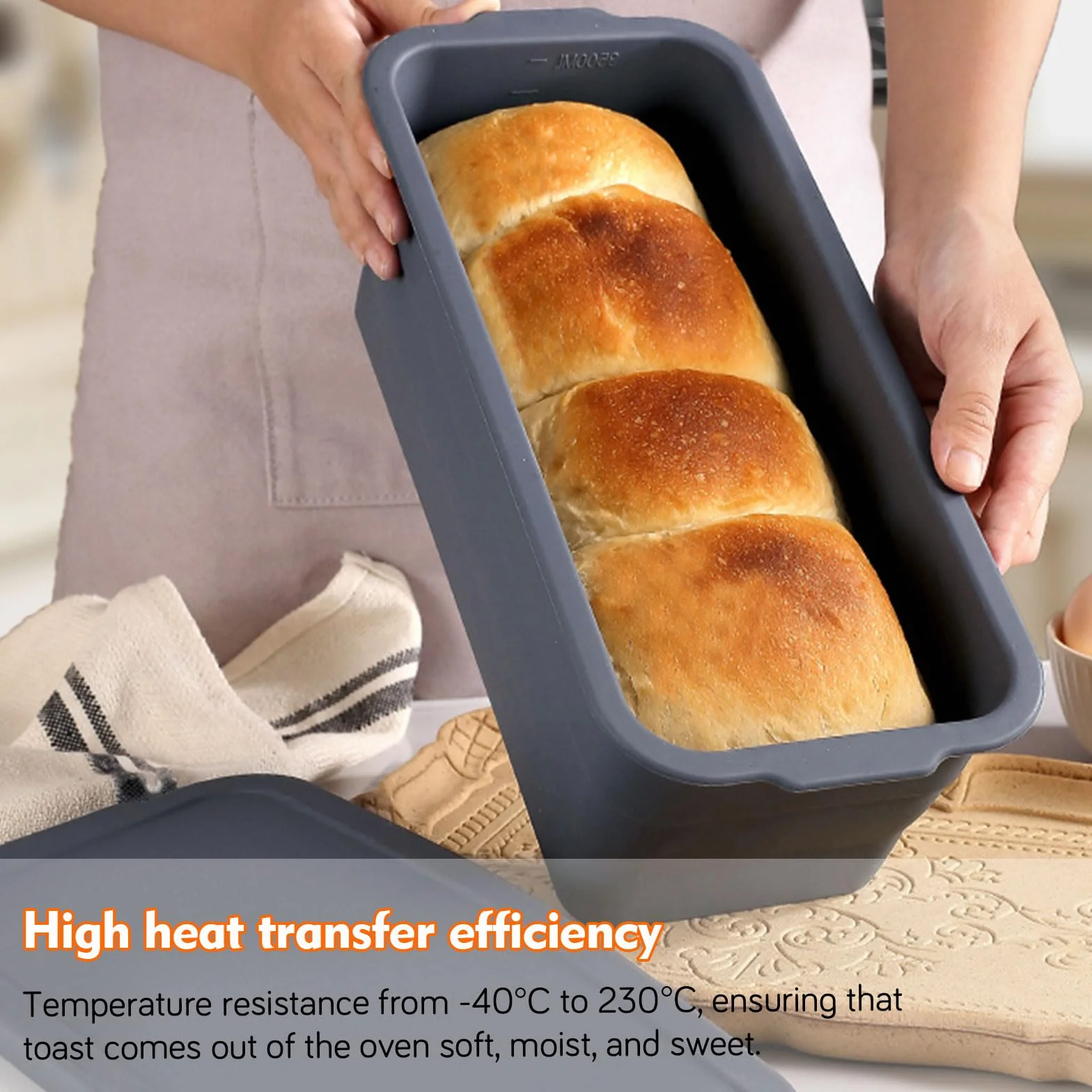 Stampo per Pane in Cassetta con Coperchio, Stampo Plumcake Silicone Pieghevole 3500ml, teglia plumcake, Antiaderente e Resistente al Calore, Facile da Pulire, per Dolci, Pane, Plumcake, Toast