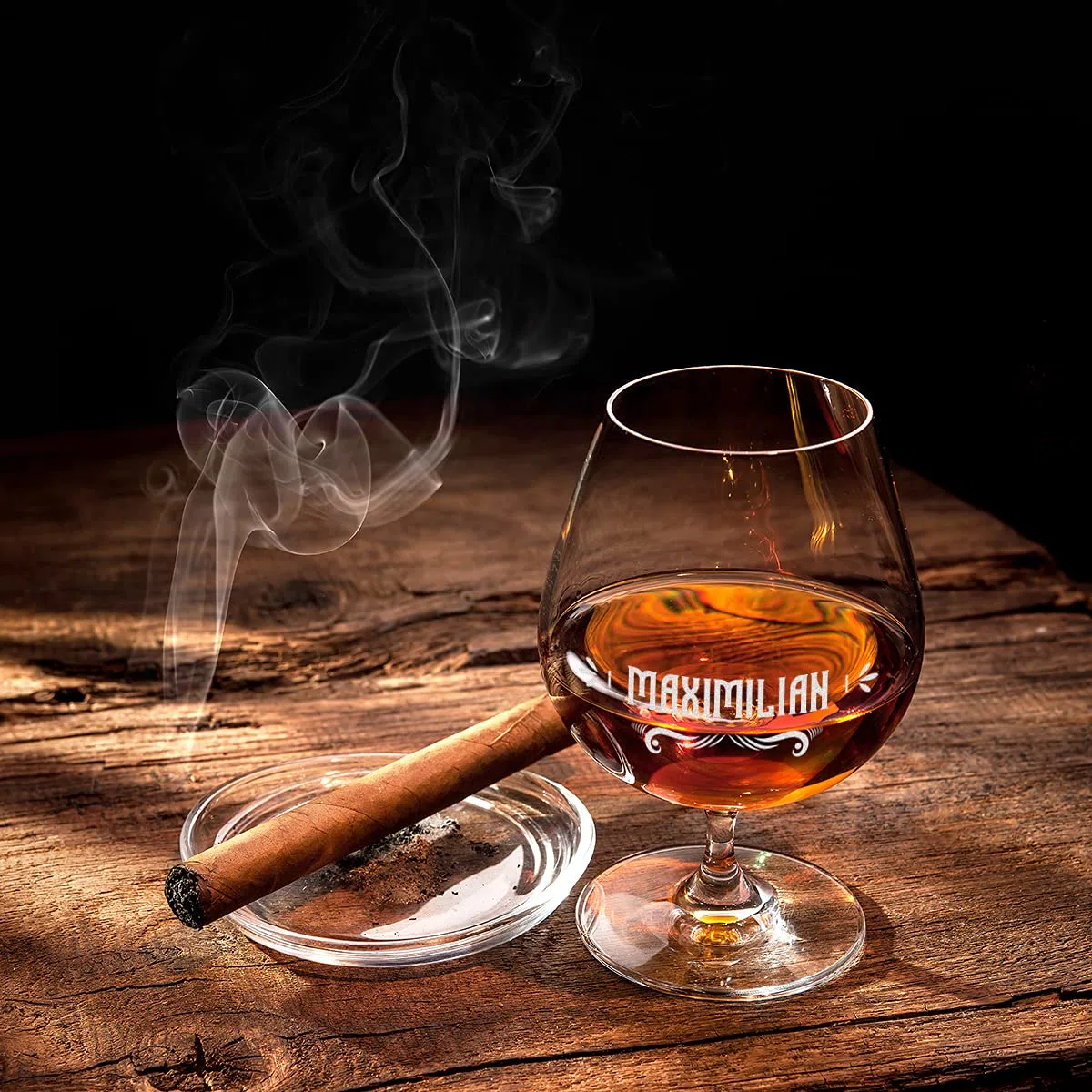 polar-effekt Bicchiere da cognac girevole con motivo a scelta personalizzato – Incisione – cristallo – compleanno e Natale – Whisky, Bourbon, Brandy, Scotch – Motivo Classic Ornamento