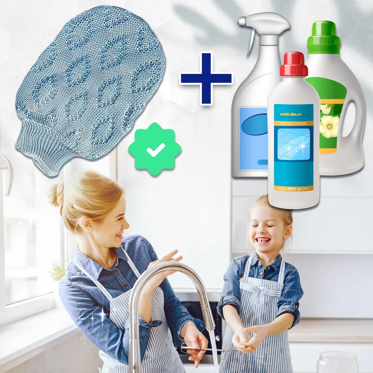 MONTERAL Guanto per la Pulizia del Bagno Cabina Doccia Sanitari Specchio - Realizzato al 100% in Viscosa - PRODOTTO IN ITALIA