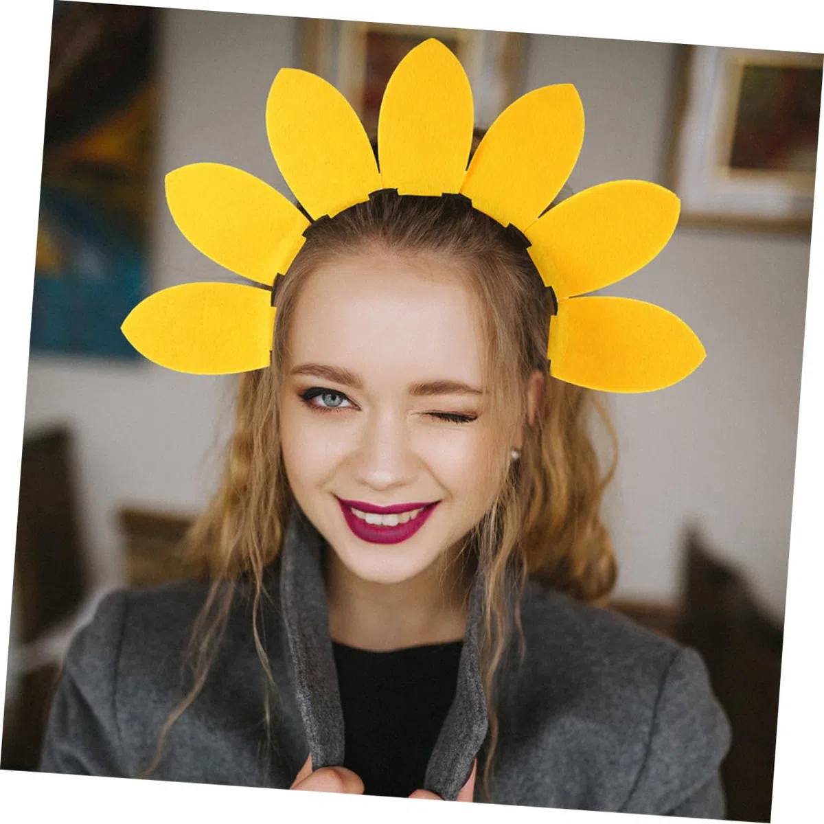 Toyvian 2 cerchietti per capelli a forma di girasole, petalo, per feste e feste di compleanno, per servizi fotografici e festival