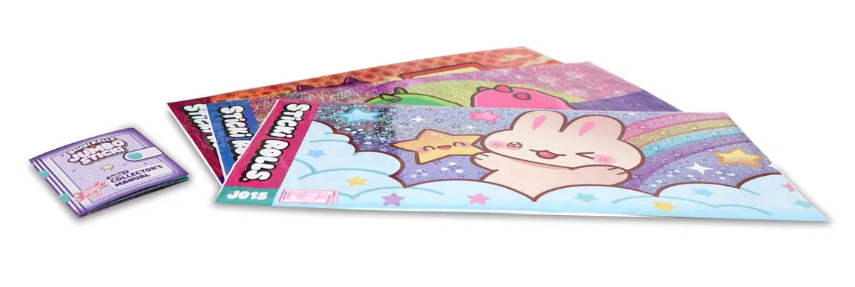 Sticki Rolls Jumbo Stickies, adesivi giganti in lamina riposizionabili, design kawaii unici, decorazione da parete da collezione per bambini dai 5 anni in su
