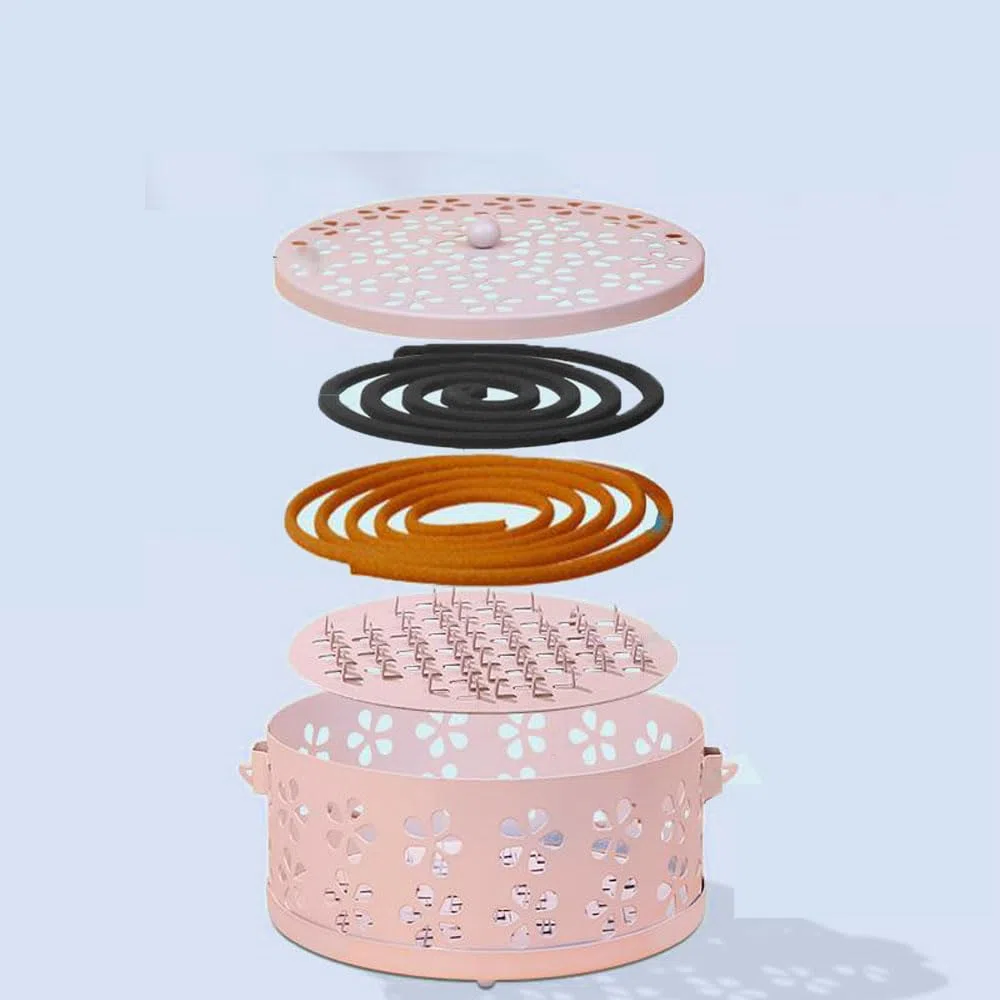 2 Pezzis Bruciatore Incenso, Porta Zampironi con Coperchio, Porta Spirali Antizanzare Bruciatore di incenso, Bobina di Zanzara, Design Cavo, Porta Incenso Anti Zanzara per Casa Campeggio Viaggi