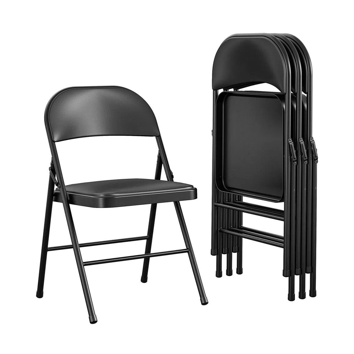 Cosco Premium Sedia Pieghevole in Metallo Imbottita in Vinile 4 Pz Nero