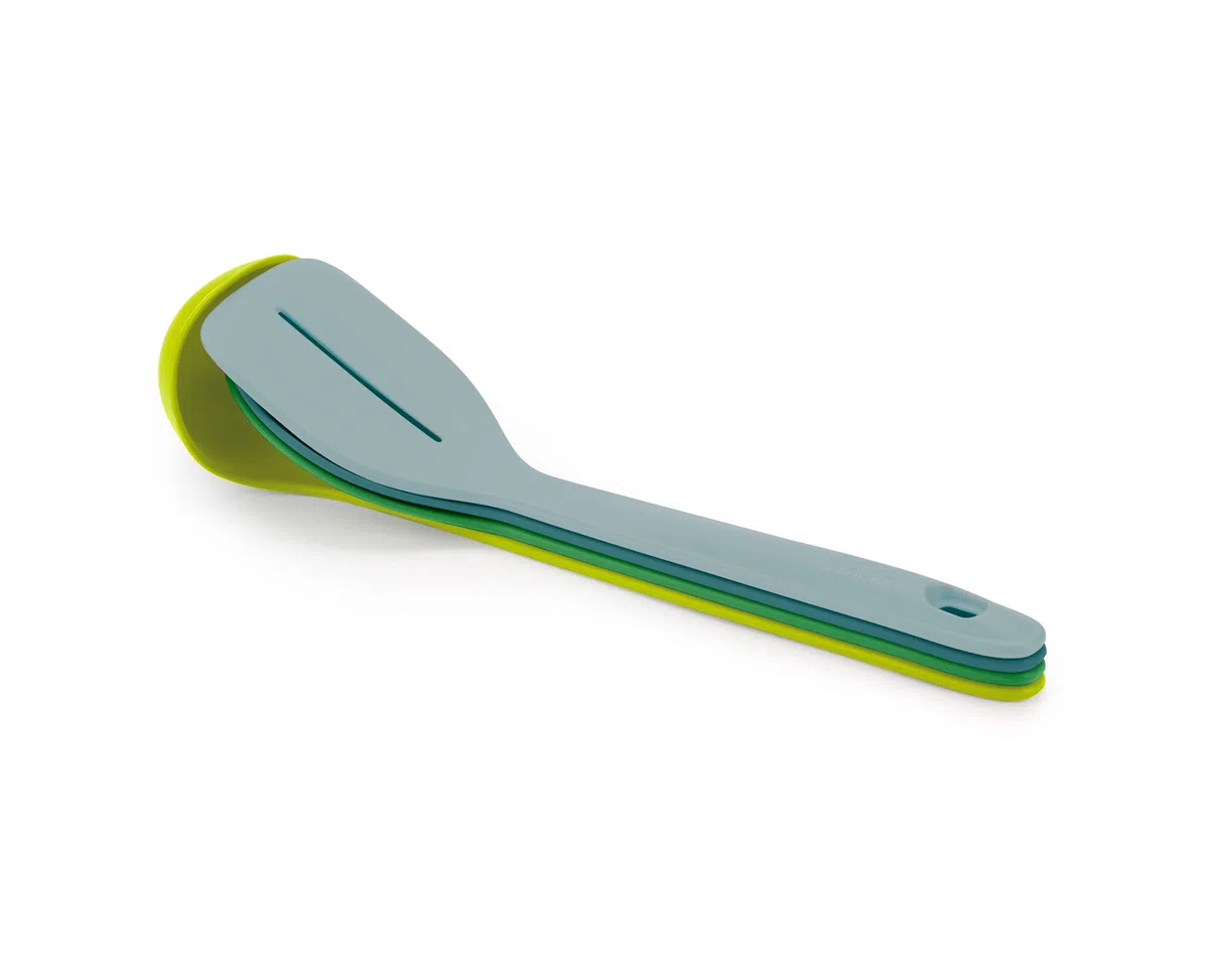Joseph Joseph Duo Utensili Cucina, Set accessori 4 pezzi, mestoli, cucchiai e spatola, resistenti al calore, Multicolore