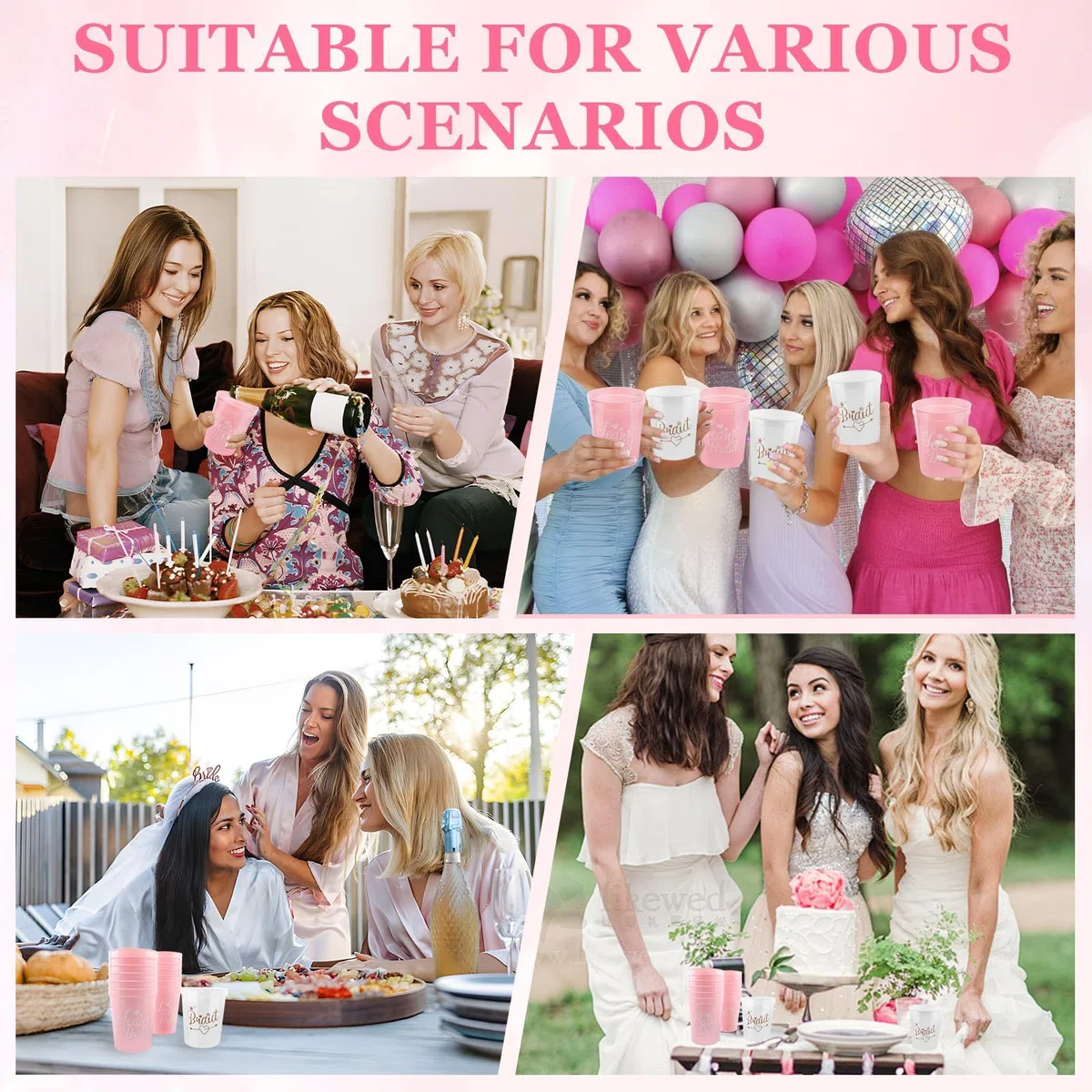 CIYIN 14 Pezzi Bicchieri Addio al Nubilato, Bicchieri Team Bride, Bicchiere Shot Sposa, Tazza Squadra Sposa, Bride Tribe Cups Gadget Addio al Nubilato Sposa Bicchieri