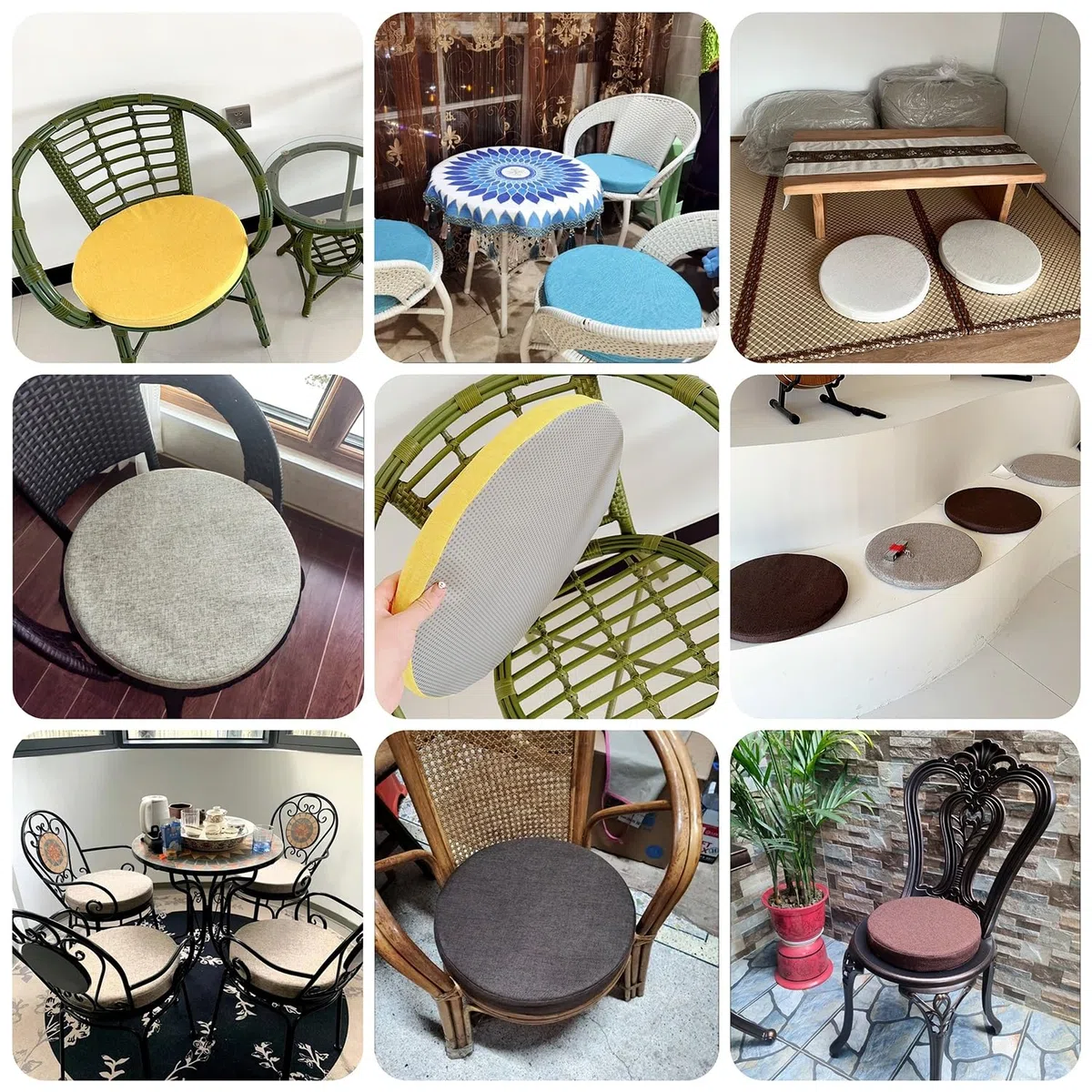 Cuscini Sedia Rotondi 40/35/30/45/50cm Cuscino Sedie Antiscivolo 2 pezzi per Sedie Cucina Giardino e Sala da Pranzo Casa Sgabello Cuscino Sedia Rotondo Cuscini sfoderabili(Dark gray,Diameter: 35CM/14i
