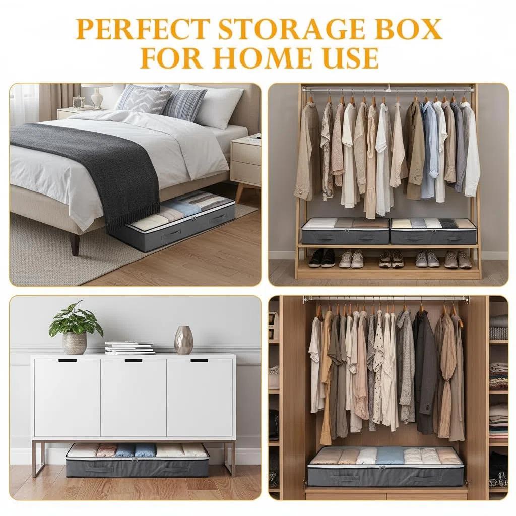 Romon Scatole per Armadio, 3 Pezzi 75L Scatole per Vestiti, Scatola per Organizer Armadio Pieghevole, Scatoloni per Trasloco Contenitori Sottoletto Salvaspazio per Coperte Biancheria da Letto, Grigio