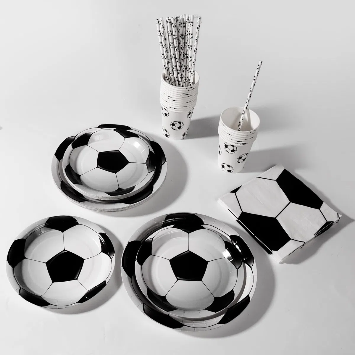 Decorazioni per feste di calcio per 20 ospiti, set da tavola include piatti di carta da calcio, per tema sportivo festa di compleanno, baby shower decorazioni per feste