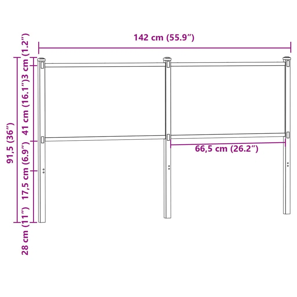 vidaXL Testiera di Ricambio Rovere Marrone 135 cm in Legno Multistrato e Acciaio, Testata, Testata Letto, Testata Doppio, testiera Letto