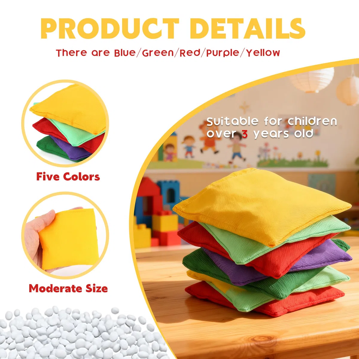 15 Pz Sacchetti di Cornhole 10x10cm Corn Hole Bean Bag Set Toss Game Lanciare i Sacchi di Fagioli Gioco di Lancio Giochi da Giardino all'aperto per Bambini Gioco di Buchi Ciechi per Adulti