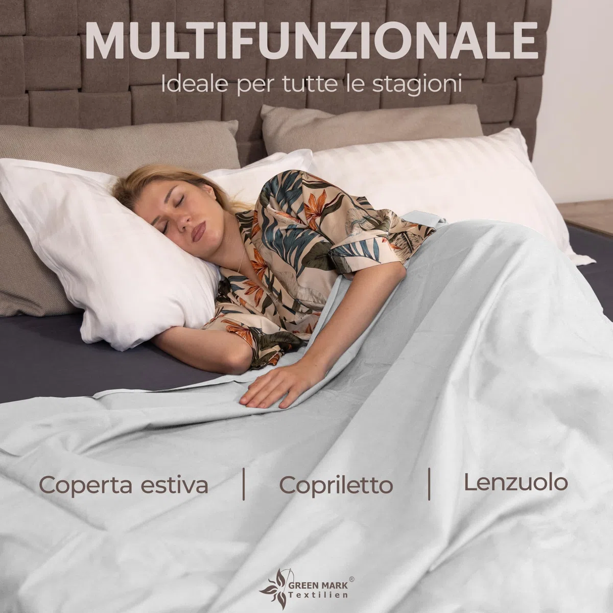 GREEN MARK Textilien lenzuolo piano 100% cotone – Lenzuolo classico senza elastico, morbido sulla pelle, facile da mantenere, lavabile ad alta temperatura - Grigio Argento - 150 x 250 cm