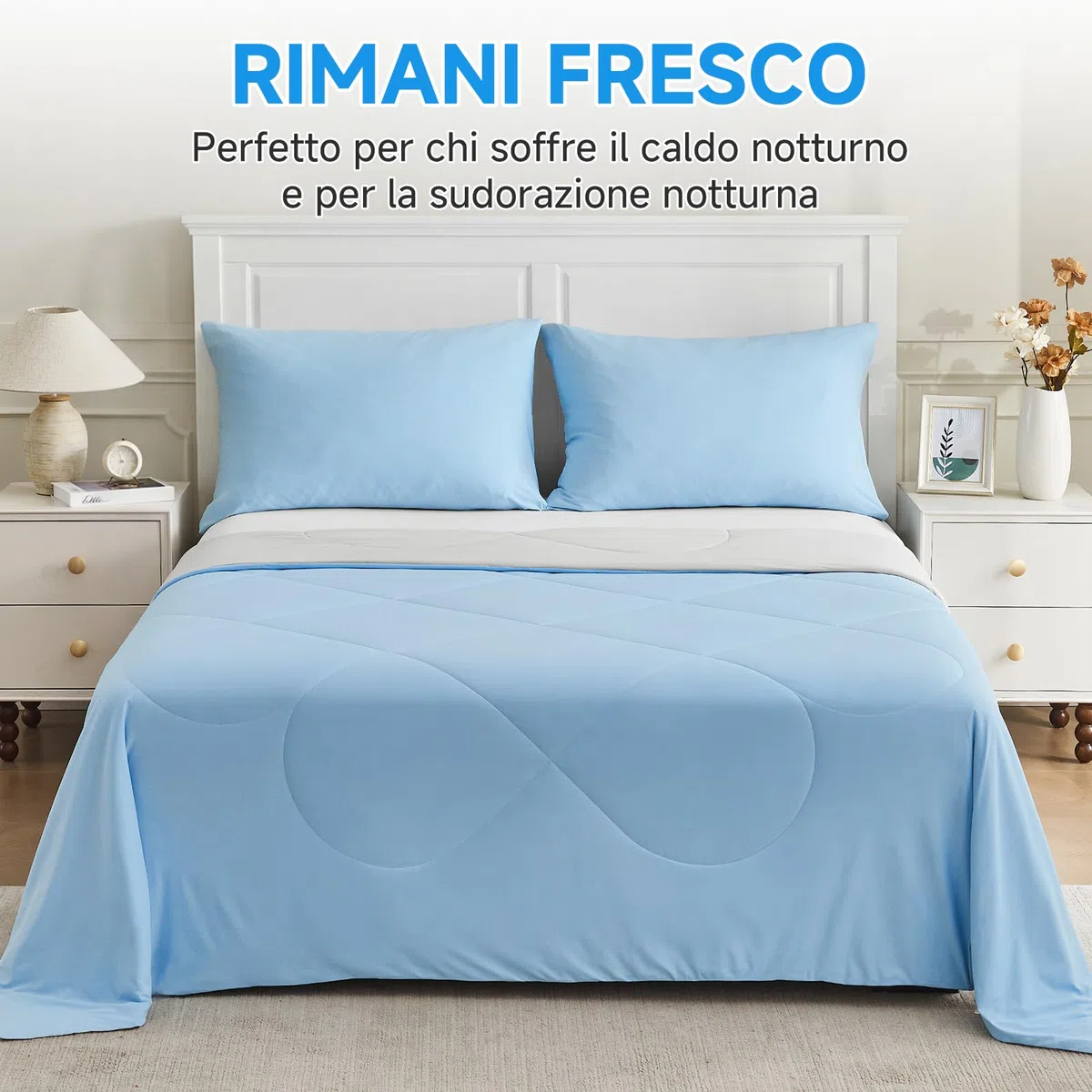 HOMFINE Coperta Refrigerante Letto - Super Morbido Coperta Estiva Matrimoniale Q-Max>0,4 Fresca Coperta Estiva di Rinfrescante Cooling Blanket Traspirante Coperte Estive, Blu, 200 x 220 cm