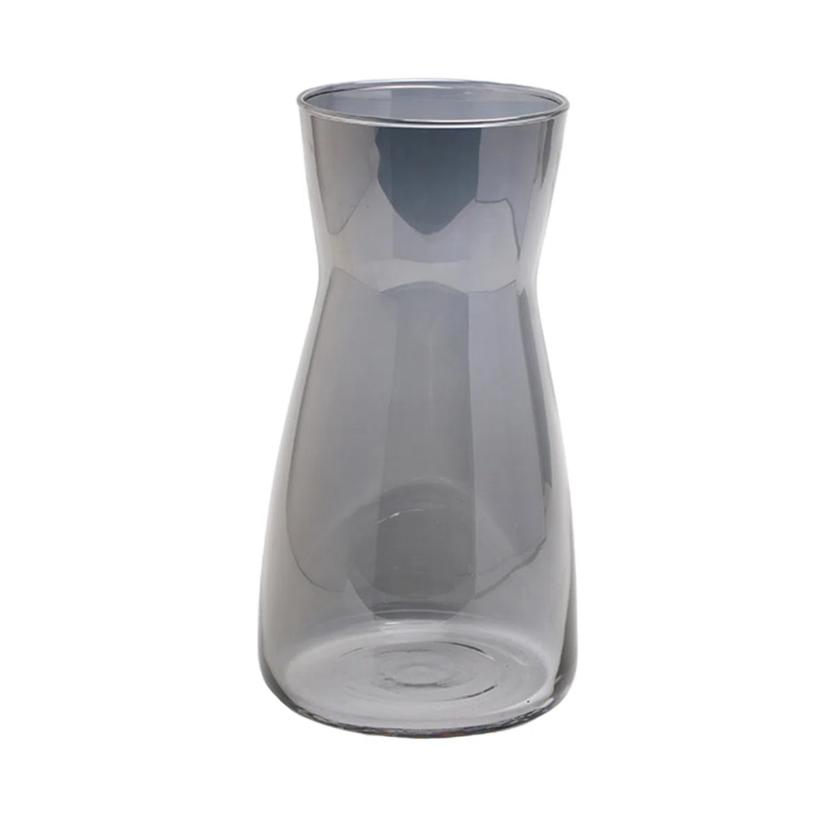 Vaso per fiori in vetro trasparente, alto 20 cm, per decorazione da tavolo, vaso decorativo per erba della pampa, tulipani, orchidee, rose, fiori secchi (grigio fumo)