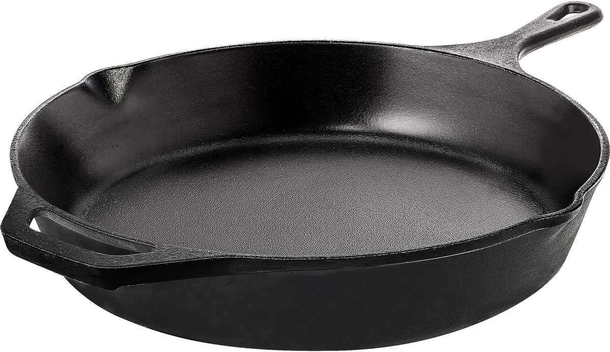 KICHLY Padella in Ghisa pre-Stagionata - Padella per Friggere - Pentole per Grigliare Sicure per uso Interno ed Esterno - Padella in Ghisa da 26 cm (10,25 Pollici)