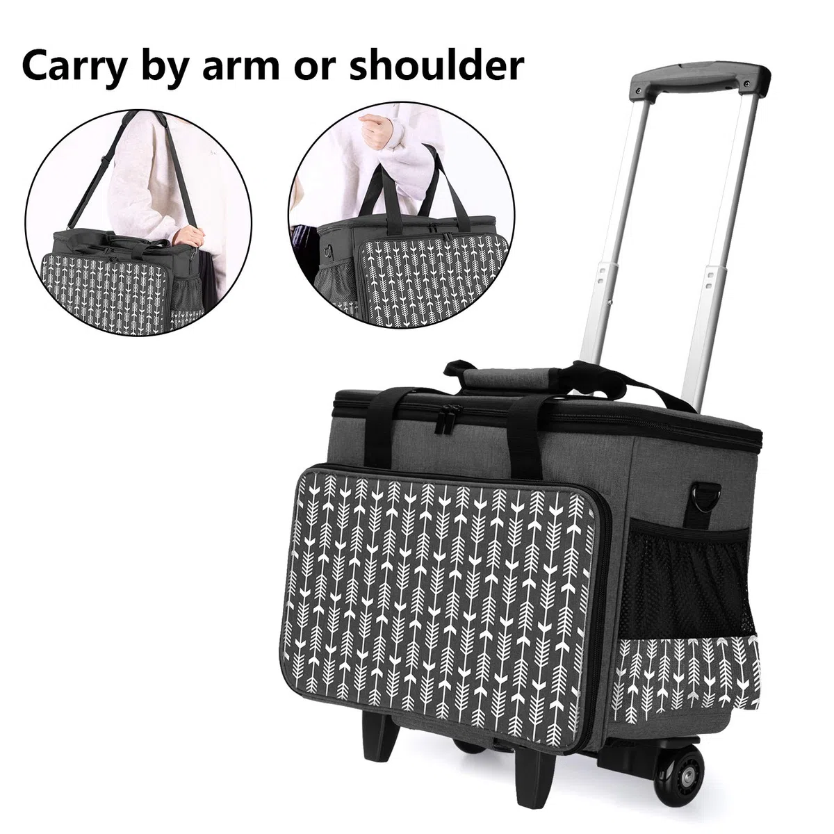 Yarwo Staccabile Borsa Trolley per Macchina da Cucire, Borsa per Macchina da Cucire con Tavola di Legno per Sostenere Il Fondo, Adatto per la Maggior Parte delle Macchine da Cucire Universali
