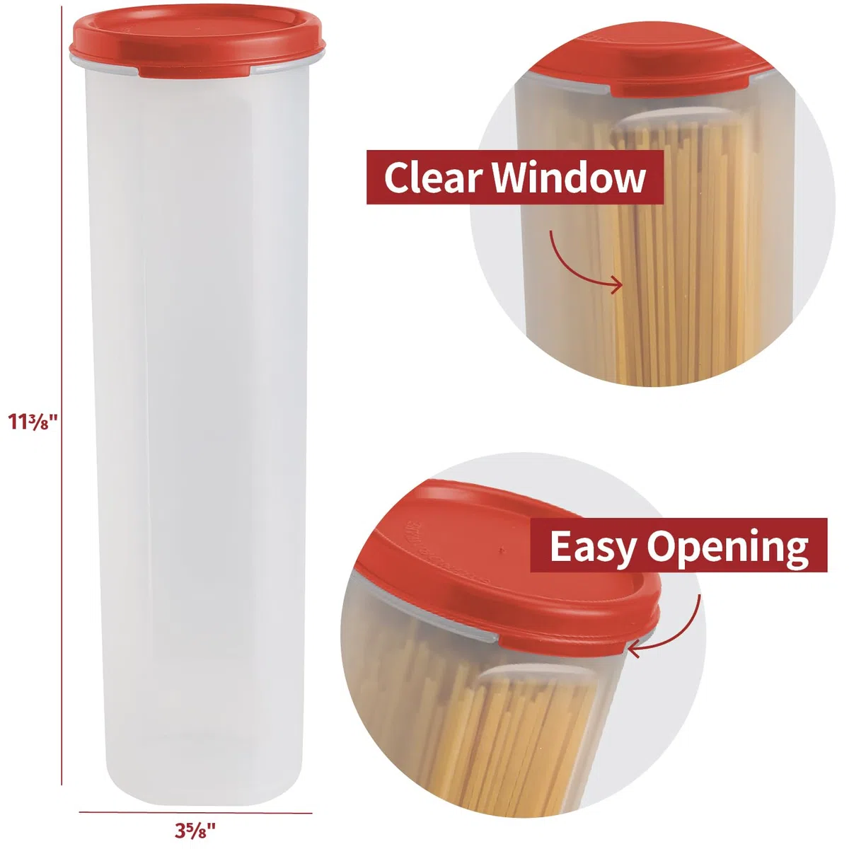 SIGNORA WARE Contenitori per Spaghetti | 2 Barattoli Pasta Ermetici con Coperchio per Organizzazione Dispensa | Contenitori Ermetici Pasta Lunga e Noodles | Porta Spaghetti Plastica senza BPA | 1 kg