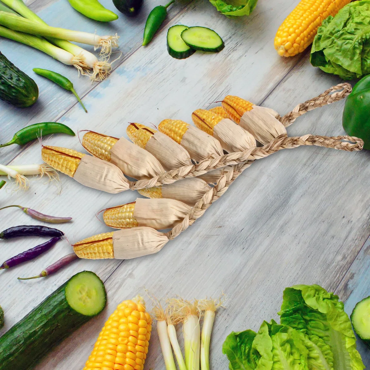 PRETYZOOM Set da 3 Pezzi di Pannocchie di Mais Finto da Appendere, Decorazione Vegetale Sospesa Ecologica e Resistente per Cucina, Giardino e Arredamento Casa