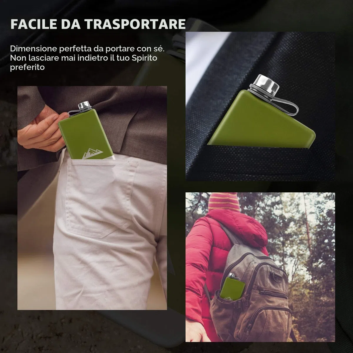 KWANITHINK Fiaschetta Tascabile 8oz/227ml Con Imbuto, per Alcool Liquori Whisky, Hip Flask Acciaio Inossidabile, Idee Regalo Festa del Papà per Campeggio Arrampicata