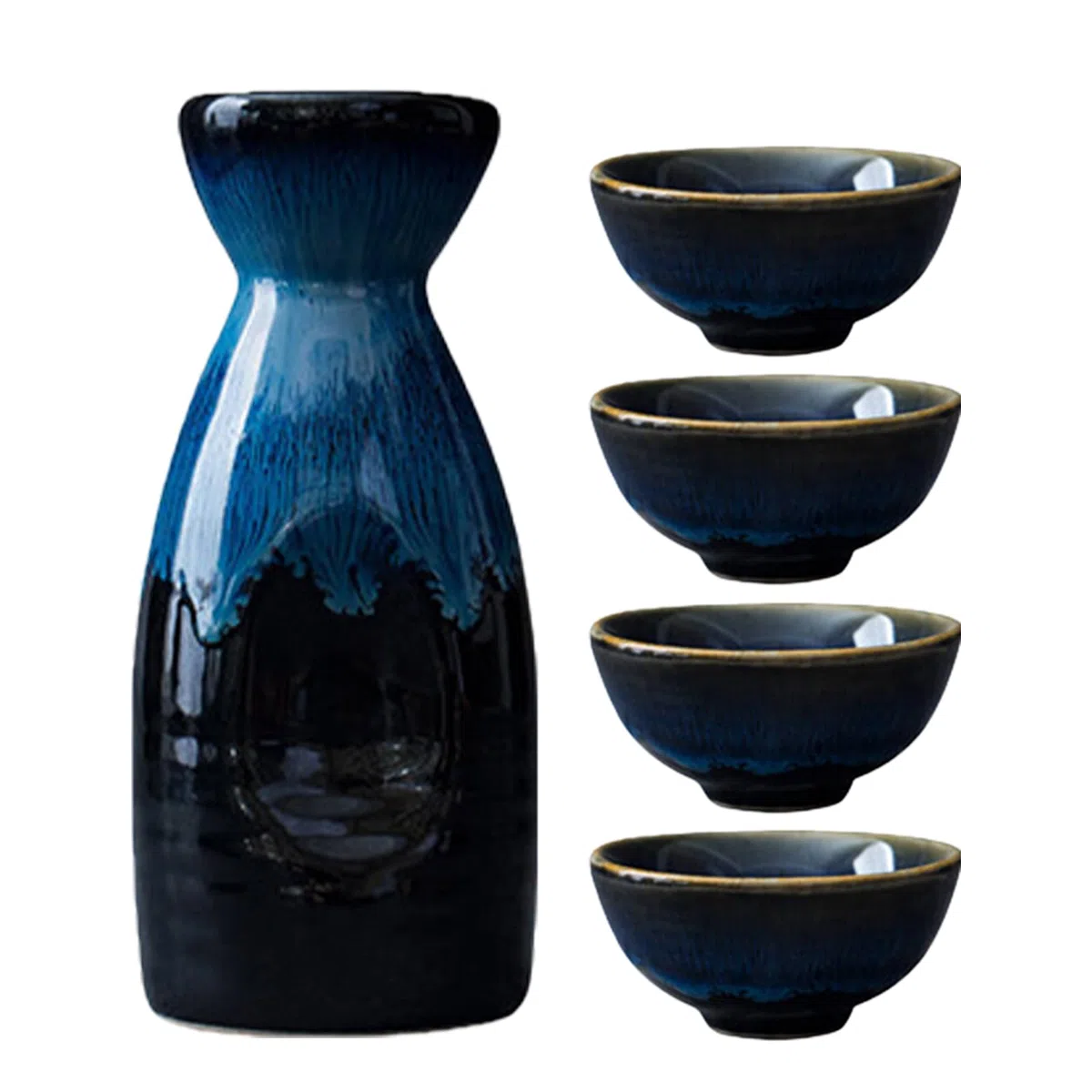 SUNOYA Set di Tazze da Sake,5 Pezzi 300 ML Giapponese Pentola per Sakè,Set di Sake Giapponese,Set Sake Tradizionale per Casa,OLSoggiorno,Sala da tè,Taverne (Ufficio)