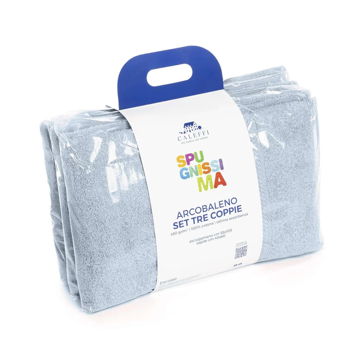 Caleffi - Set Asciugamani Bagno Viso e Bidet in Morbida Spugna 100% Cotone con 3 Asciugamani Viso 55x100 cm + 3 Asciugamani Bidet Ospite 40x60 cm, Asciugamano Resistente a Lavaggi Frequenti e Durevole
