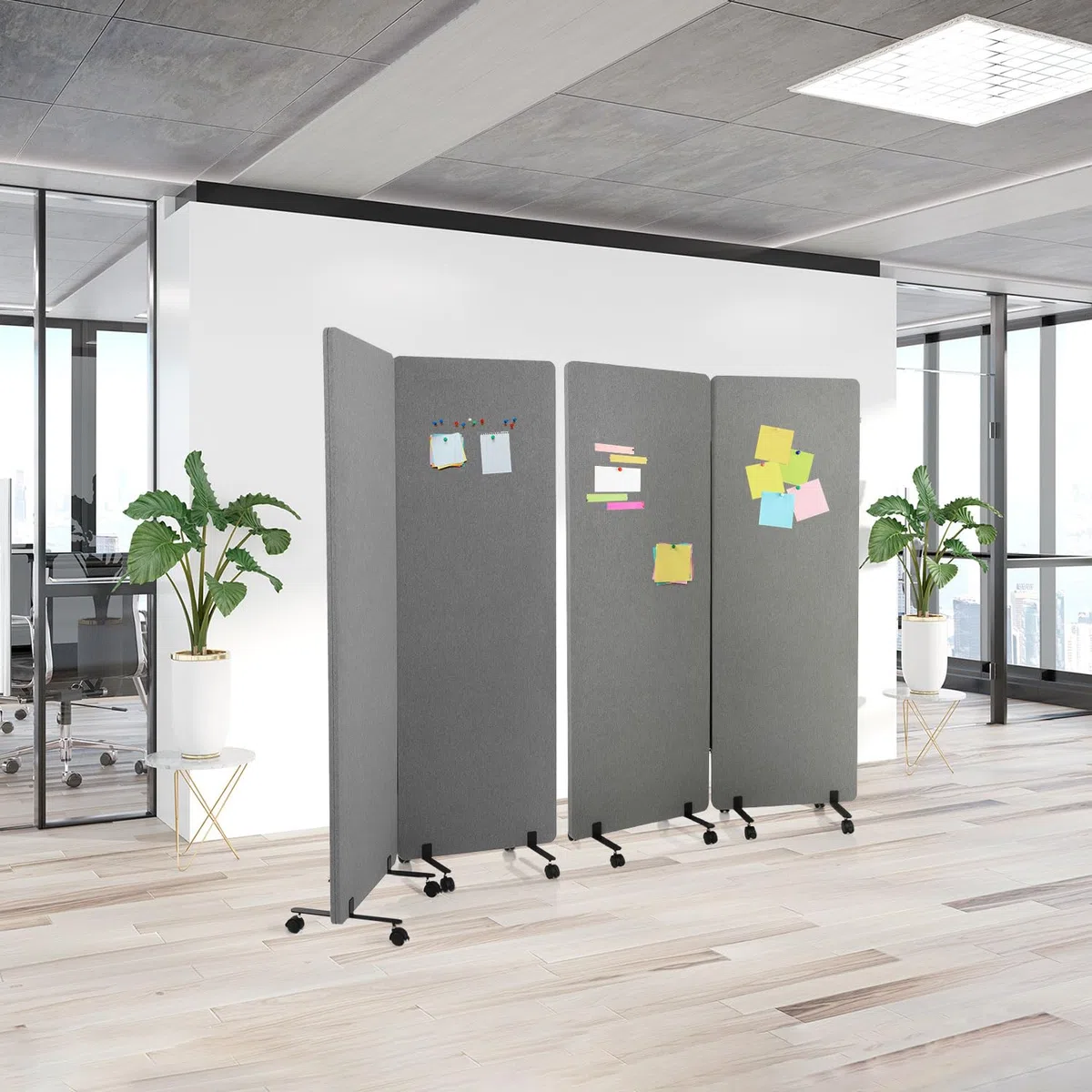 hjh OFFICE 891006 Divisori acustici mobile FLEXMIUT 177 x 60 cm, Set da 2 Pezzi, Schermo acustico, Tessuto Grigio Scuro