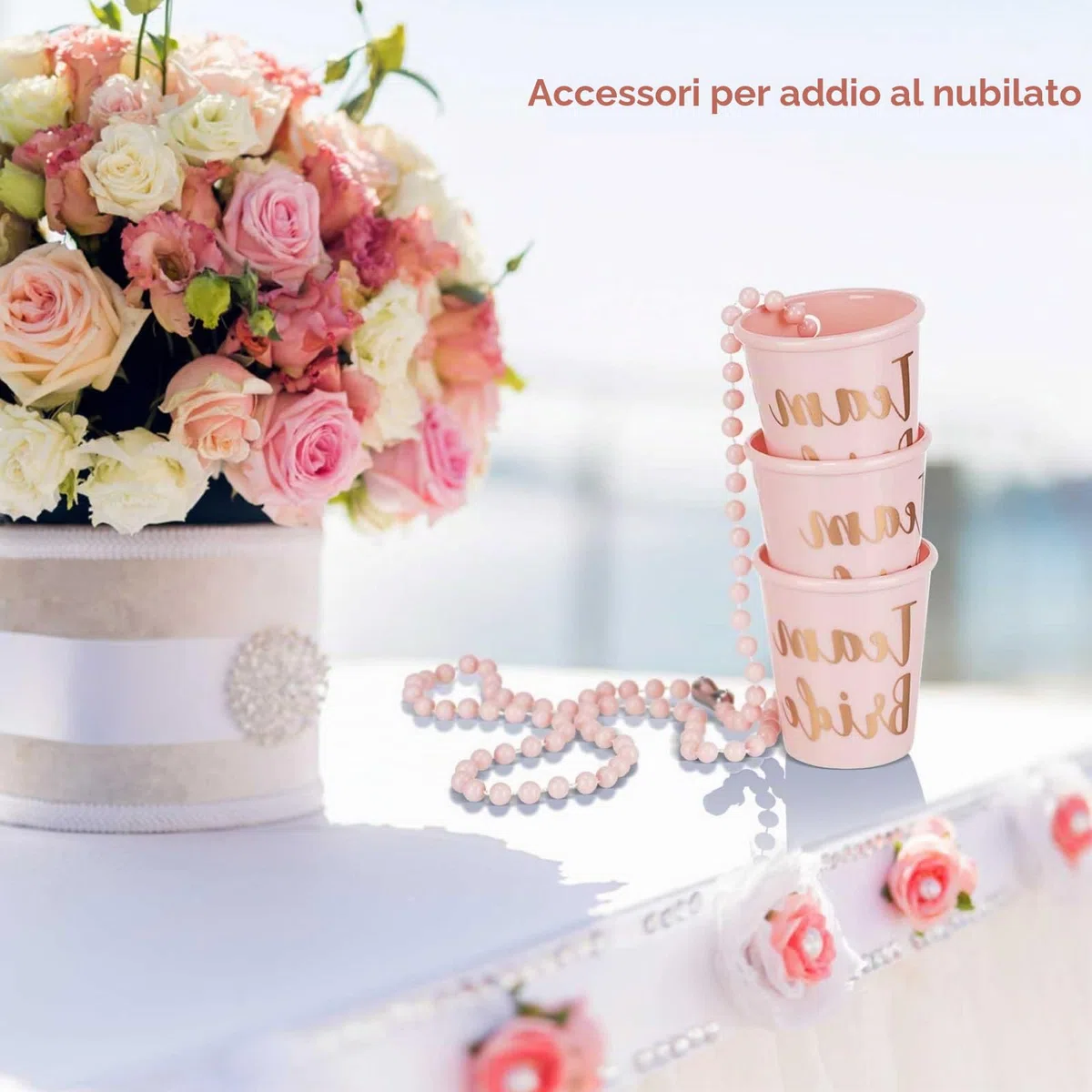 Accessori per addio al nubilato, collana con bicchierini da shot e braccialetto per tribù della sposa, decorazione per matrimoni, addio al nubilato (25 pezzi)