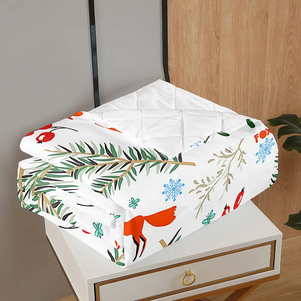 Trapunta Sottile, Leggero Estiva Piumone Matrimoniale/Una Piazza e Mezza/Singolo, Lavabile Copriletto Trapuntato Stampa Animali 3D con Imbottitura in Cotone (volpe,100x150cm)